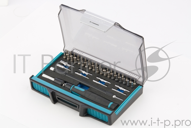 Отвертка GROSS 11599 с набором бит и торцевых головок для точных работ гибкий привод. 48 штук crmo