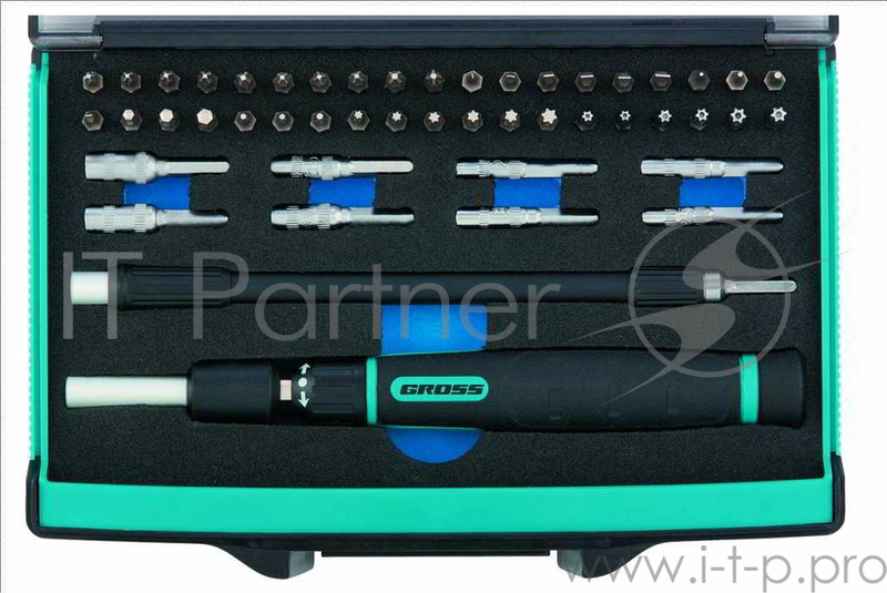 Отвертка GROSS 11599 с набором бит и торцевых головок для точных работ гибкий привод. 48 штук crmo