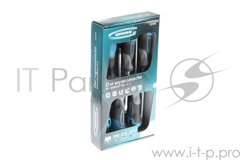 Набор отверток GROSS 12164 6 шт, S2, трехкомпонентная рукоятка