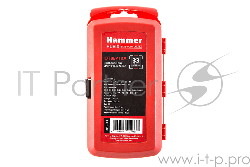 Отвертка Hammer Flex 601-033 с набором бит (33 шт.) для точных работ