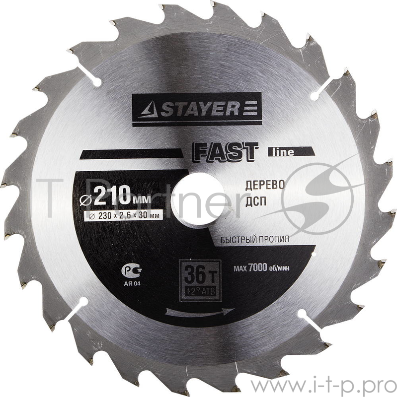Круг пильный твердосплавный STAYER MASTER 3681-210-30-36 opti-line по дереву 210х30мм 36T