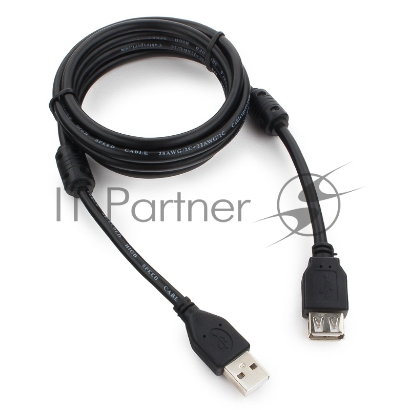 Кабель Cablexpert Кабель удлинитель USB2.0 Pro CCF2-USB2-AMAF-6, AM/AF, 1.8м, экран, 2феррит.кольца, черный, пакет