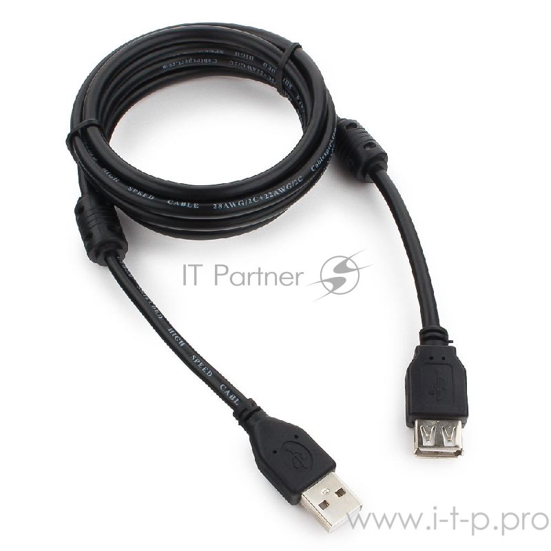 Кабель Cablexpert Кабель удлинитель USB2.0 Pro CCF2-USB2-AMAF-6, AM/AF, 1.8м, экран, 2феррит.кольца, черный, пакет