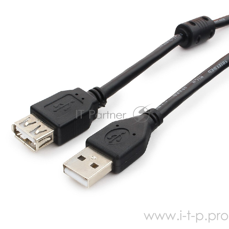 Кабель Cablexpert Кабель удлинитель USB2.0 Pro CCF2-USB2-AMAF-6, AM/AF, 1.8м, экран, 2феррит.кольца, черный, пакет
