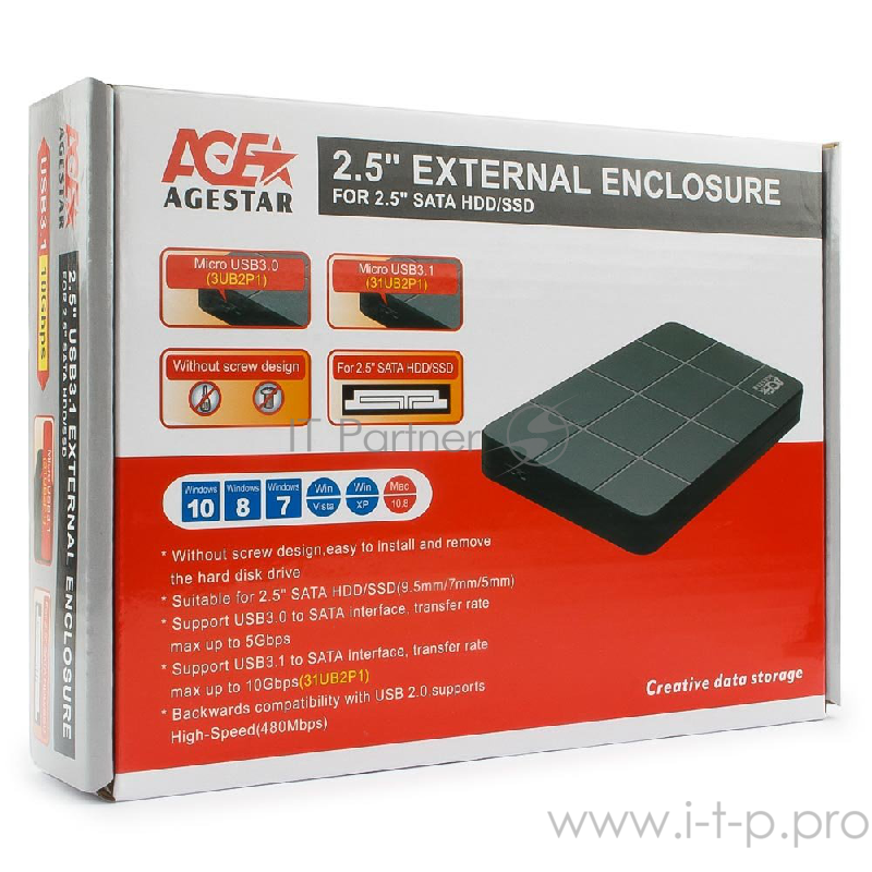 Контейнер для HDD AgeStar 3UB2P1 USB 3.0 Внешний корпус 2.5