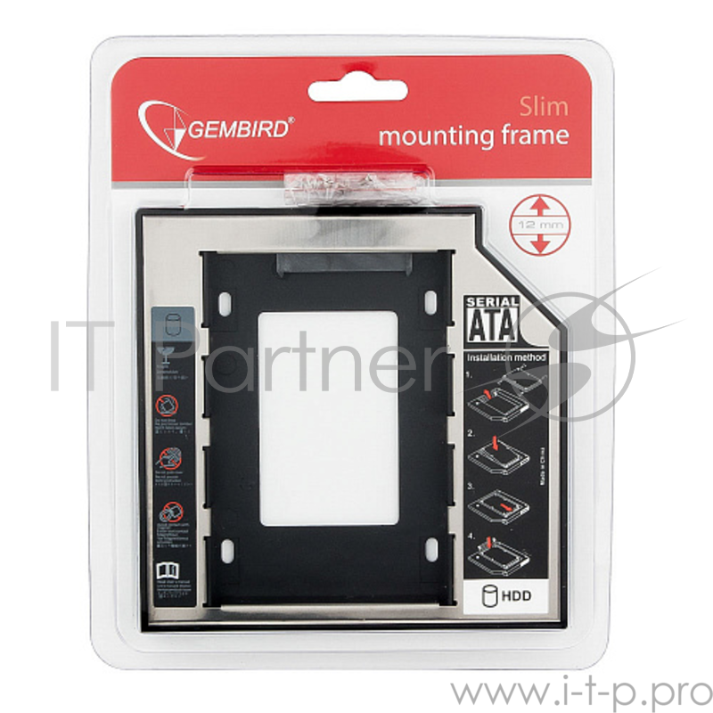 Контейнер для HDD Gembird MF-95-02 Низкопрофильный адаптер для 2.5-дюймового накопителя в отсек 5.25 дюйма, 12 мм