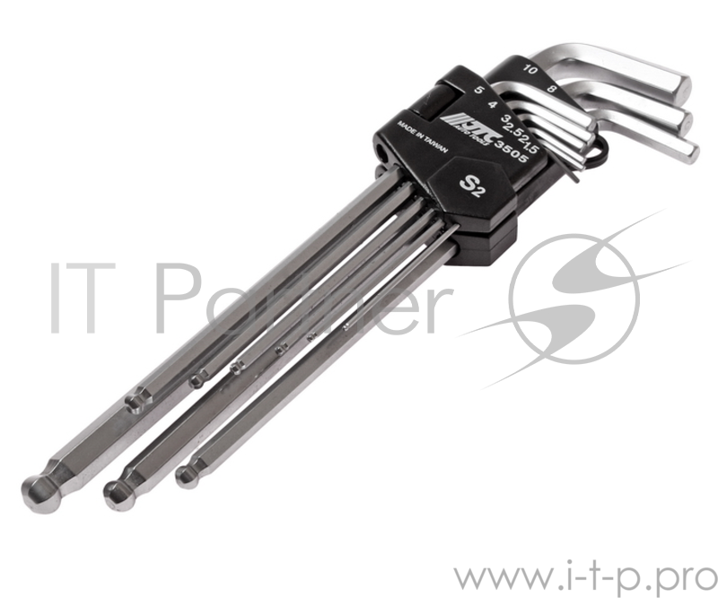 Набор ключей JTC 3505 шестигранных удлиненных с шаровидным наконечником 1.5-10мм 9шт.