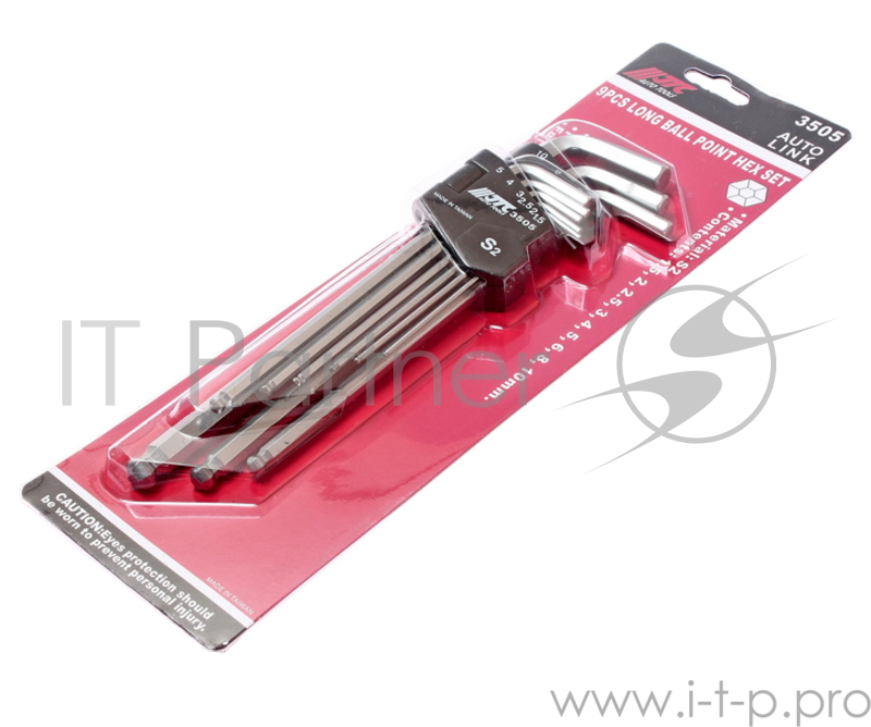 Набор ключей JTC 3505 шестигранных удлиненных с шаровидным наконечником 1.5-10мм 9шт.