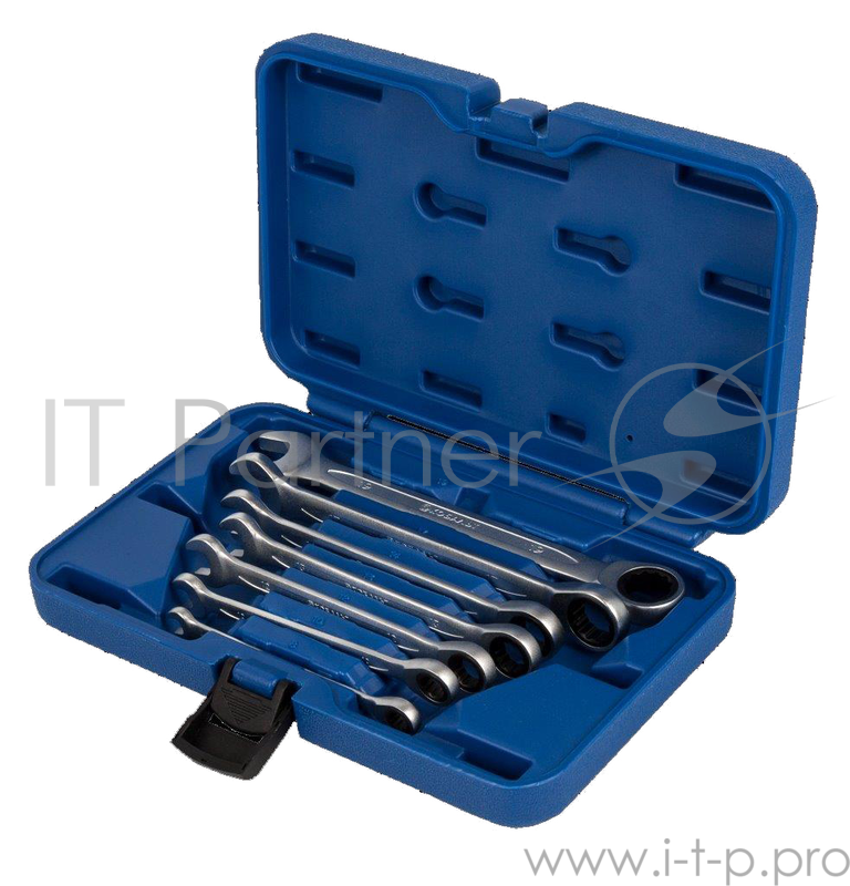 Набор ключей КОБАЛЬТ 020108-07 комбинированных трещоточных 8.10 12.13 14.17 19мм 7шт. кейс