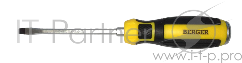 Отвертка BERGER BG1034 шлицевая ударная с шестигранником под гаечный ключ 5.5x100мм