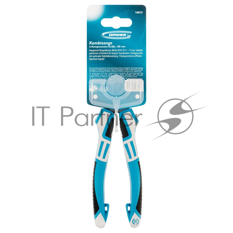 Плоскогубцы GROSS 16973 комбинированные 180мм трехкомпонентные рукоятки