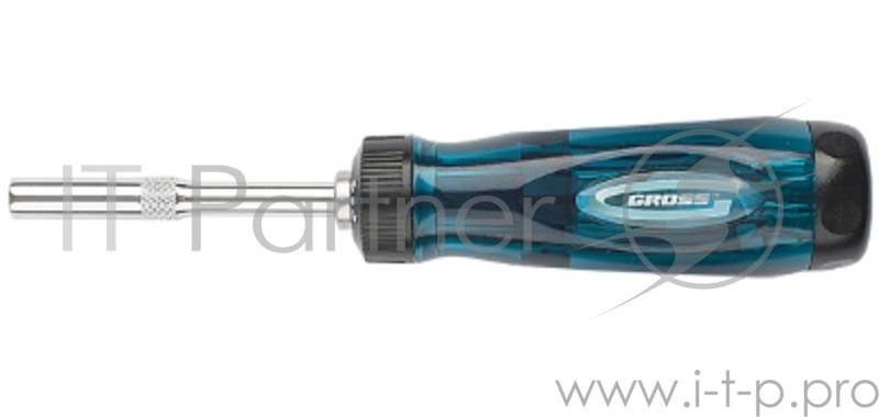 Отвертка реверсивная GROSS 11603 с удлинителем трещотка 72 зуба 12шт сталь s2