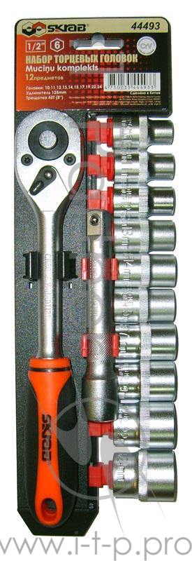 Набор головок SKRAB 44493 торцевых с трещоткой 1/2'' 12пр. Cv