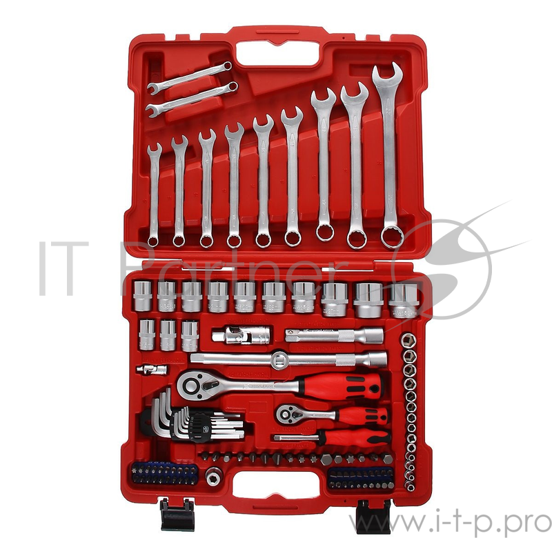 Набор слесарно-монтажный MATRIX 13586 с квадратами 1/4'' 1/2'' и 5/16'' 112 предм. profi