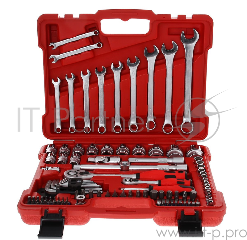 Набор слесарно-монтажный MATRIX 13586 с квадратами 1/4'' 1/2'' и 5/16'' 112 предм. profi