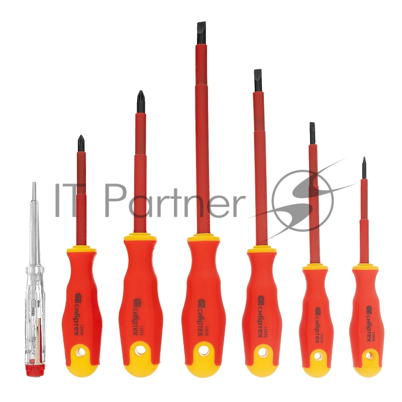 Набор отверток СИБРТЕХ 12936 диэлектрических до 1000в тестер crv двухкомпонентные рукоятки (7шт.)