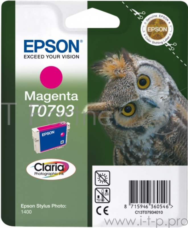 Расходные материалы EPSON C13T07934010 T0793 Картридж пурпурный, повышенной ёмкости для P50/PX660 (11.1мл) (cons ink)