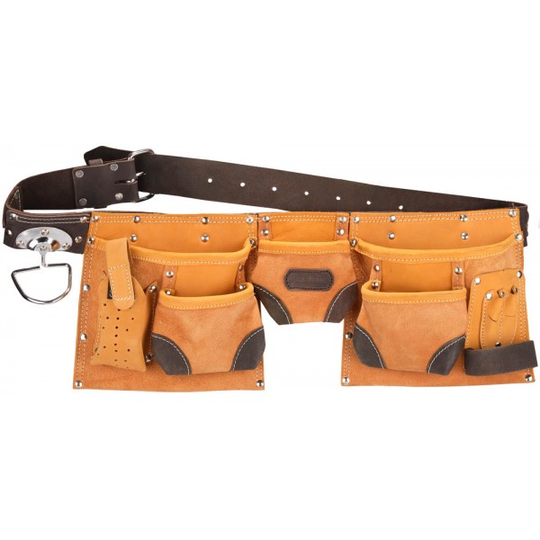 Ручной инструмент KRAFTOOL 1-38520 Пояс { для инструментов, натуральная кожа, 9 карманов }