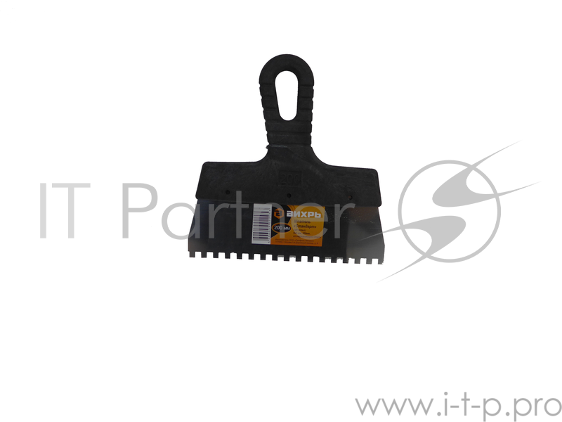 Шпатель зубчатый нерж.сталь пластиковая рукоятка 6х6 мм, 200мм Вихрь