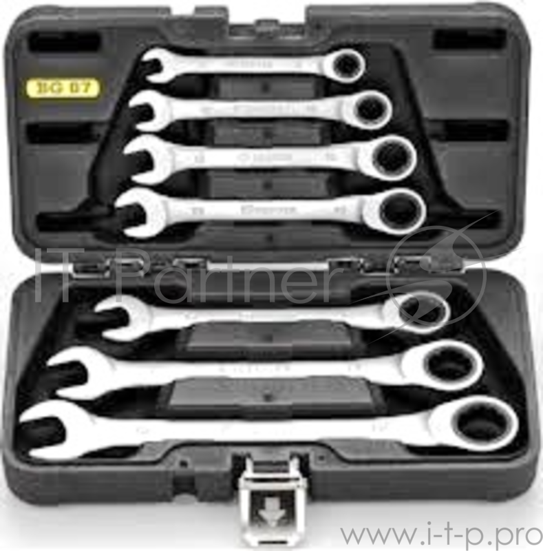 Набор ключей BERGER BG-7SCRW комбинированных трещоточных 7 предметов (кейс)