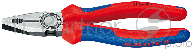 Пассатижи KNIPEX 0302160 160мм комбинированные, промышленные, ручки с двухцв многокомп чехлами