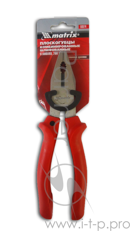 Плоскогубцы MATRIX 16974 standard 200мм комбинированные шлифованные пластмассовые рукоятки