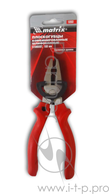 Плоскогубцы MATRIX 16969 standard 160мм комбинированные шлифованные пластмассовые рукоятки