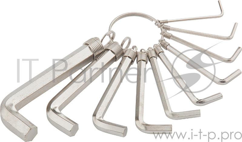 Набор ключей SPARTA 112685 HEX 15х10х10шт. никелированный на кольце