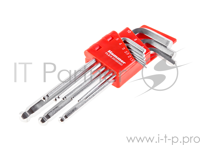 Набор шестигранных ключей Hammer Flex 601-030 9 шт.: 1.522,53456810 мм, CRV