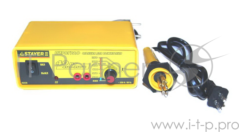 Прибор для выжигания STAYER 45228 (пирограф) 2 сменных жала температурный режим 450-750 °с 40Вт