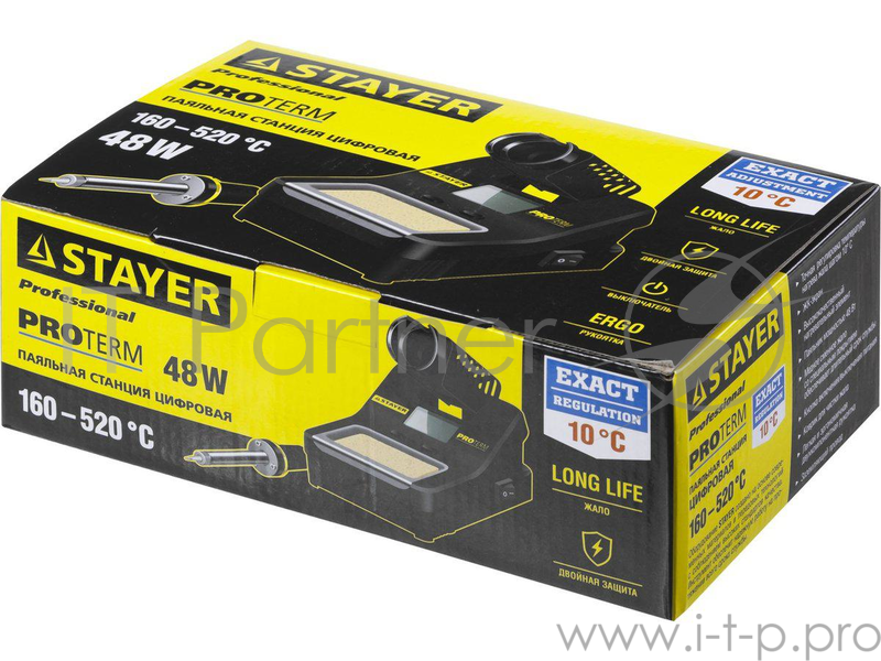 Паяльная станция STAYER 55370 profi цифровая с жк дисплеем диапазон 160-520°c шаг 10°c 48Вт