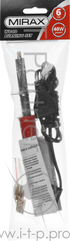 Выжигатель-ручка MIRAX 55430-H6 с набором насадок 40Вт 6шт