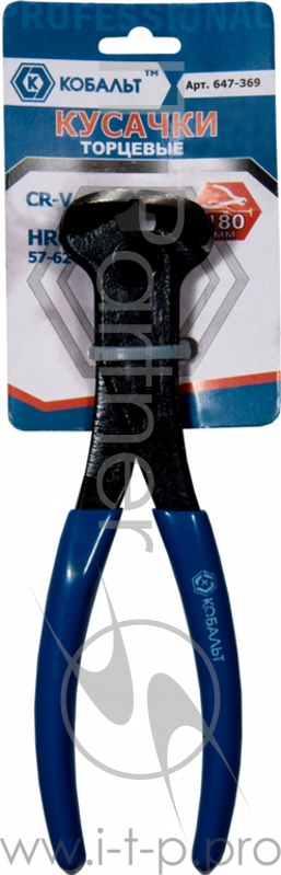 Кусачки КОБАЛЬТ 647-369 торцевые 180мм, CR-V 1шт подвес