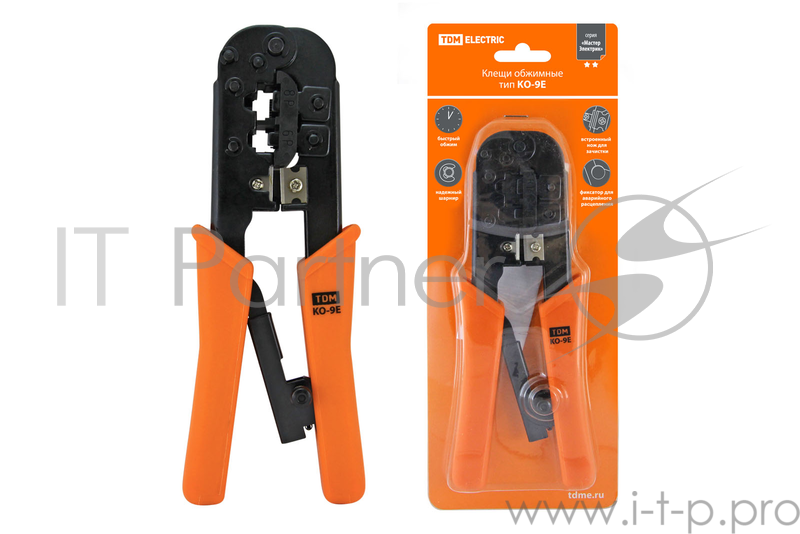 Клещи ТДМ МастерЭлектрик SQ1001-0007 обжимные KO-9E обжим RJ-11 RJ-45