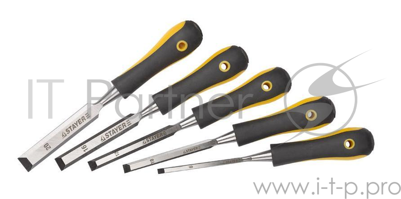 Набор стамесок STAYER 18205-H5 profi с 2комп. ручкой 6 10 12 16 20мм 5шт