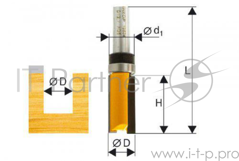 Фреза ЭНКОР 46183 кромочная прямая ф19х26мм хв 8мм