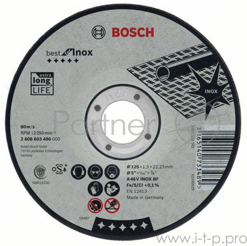 Круг отрезной BOSCH Best for Inox 115x1,5x22по нерж., выпуклый (2.608.603.495) 115 Х 1,5 Х 22 по не