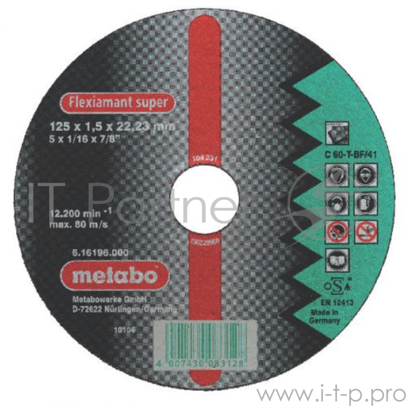 Круг отрезной METABO 616216000 нерж.сталь Flexiarapid S 115x1.0мм прямой A60U