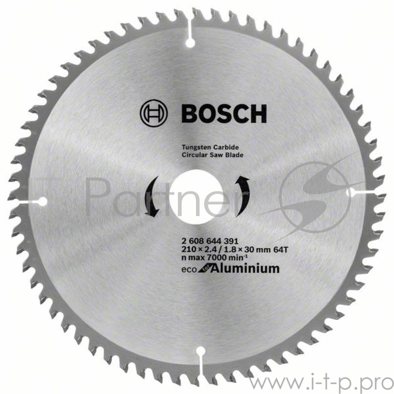Диск пильный твердосплавный BOSCH ECO AL 210x30-64T (2.608.644.391) по алюминию