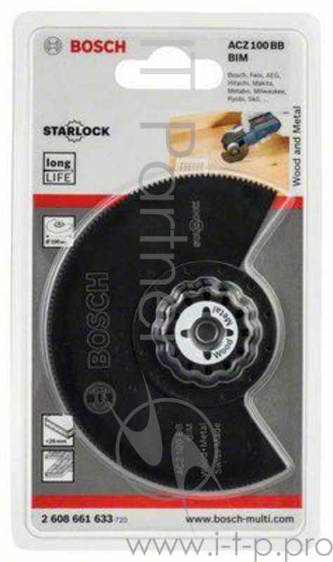 Полотно пильное для МФИ BOSCH ACZ100BB (2.608.661.633) сегм.диск выпукл., BiM, 100мм, дерево/металл