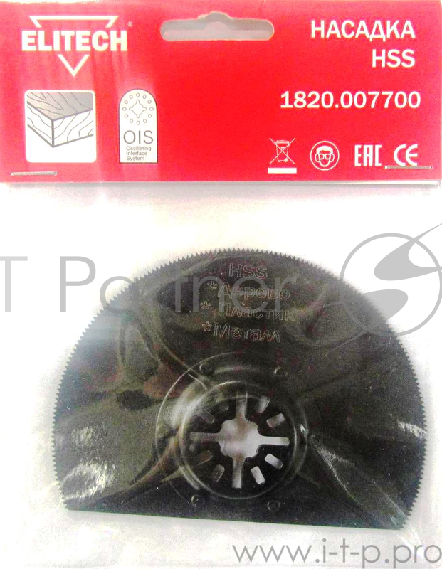 Насадка ELITECH 1820.007700 OIS HSS по дереву пластику комп.матер диам.100мм толщ.0 65мм
