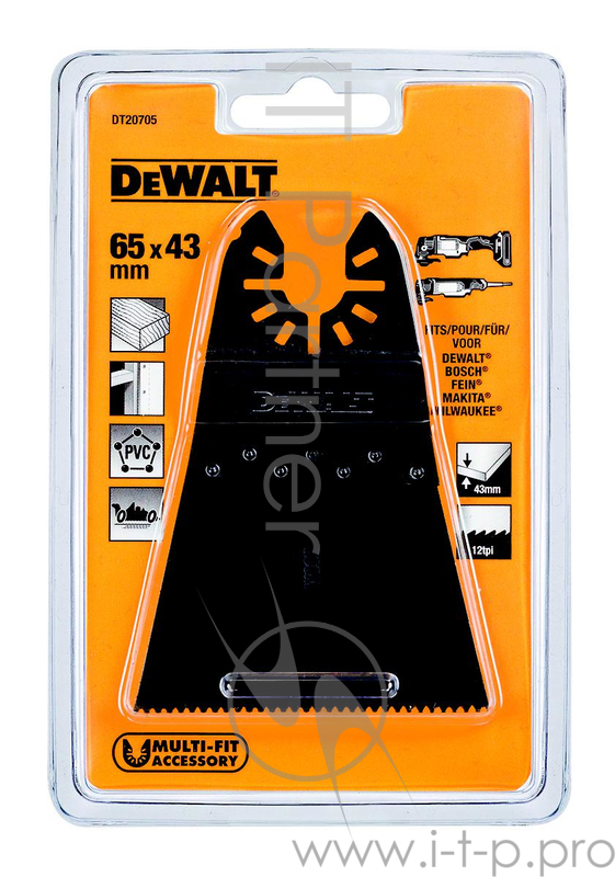 Полотно пильное DEWALT DT20705-QZ для мфи погружное быстрый пропил 43X65мм по дер. гипсокарт. пвх