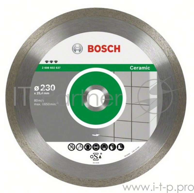 Диск алм. BOSCH Best for Ceramic 250x25.4/30 корона (сплошной) (2.608.602.638) 250 Х 25.4/30 корона