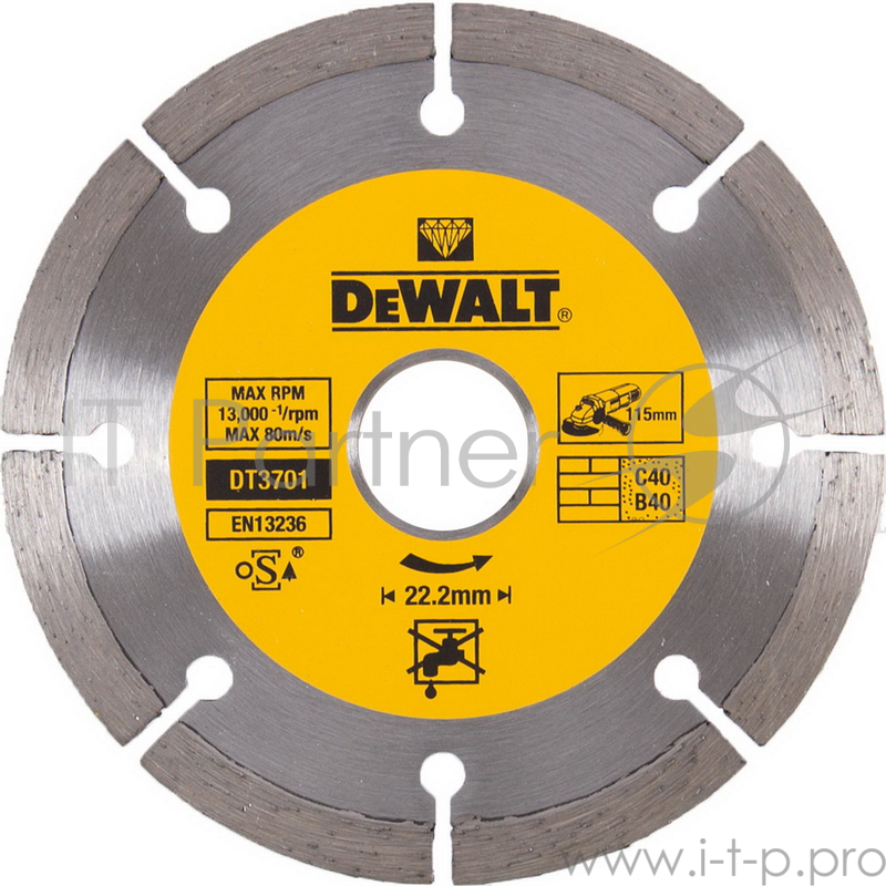 Диск алм. DeWALT DT3701-QZ сегментный универсальный, 115x22.2x1.75мм