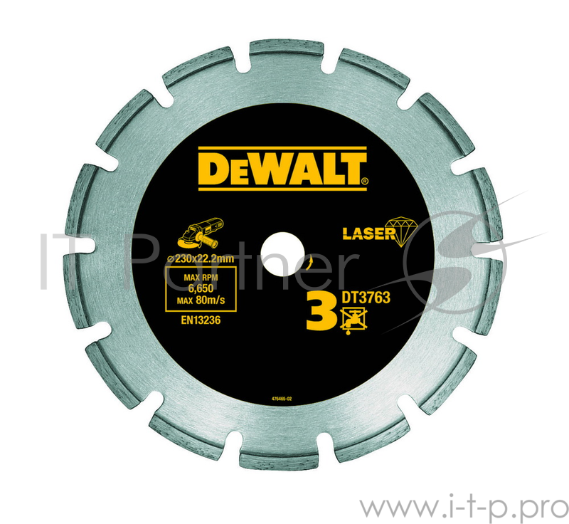 Диск алм. DeWALT DT3763-XJ сегментный по мрамору и граниту, 230x22.2x2.8мм