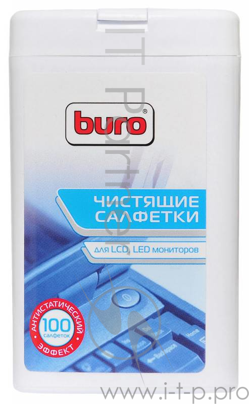 Чистящие средства BURO BU-tft 817436 Малая туба с чистящими салфетками, для LCD, TFT-мониторов, 100шт.