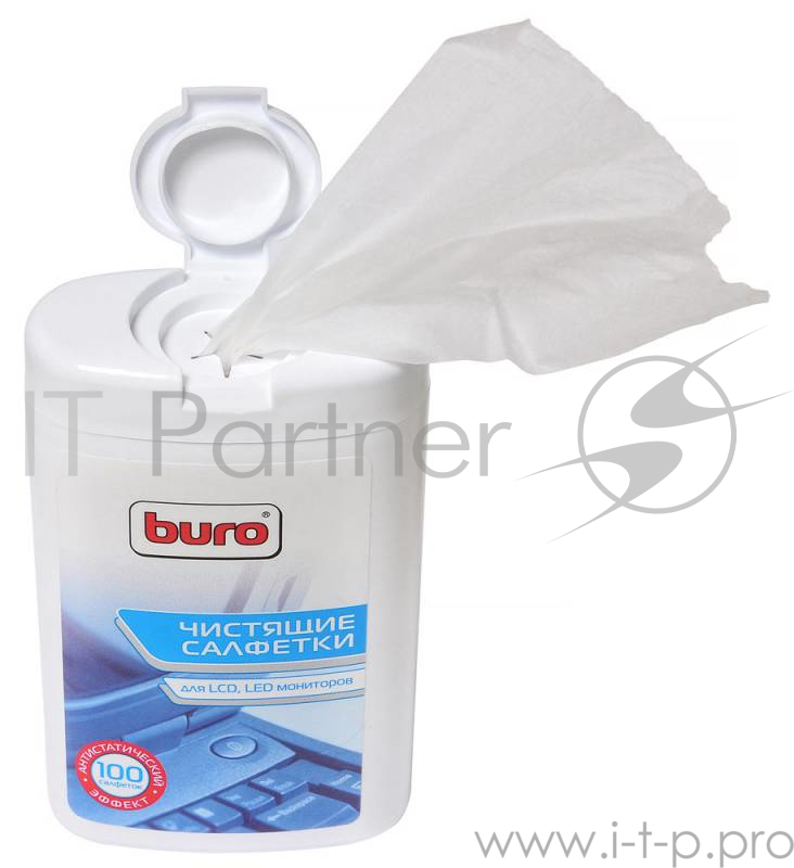 Чистящие средства BURO BU-tft 817436 Малая туба с чистящими салфетками, для LCD, TFT-мониторов, 100шт.
