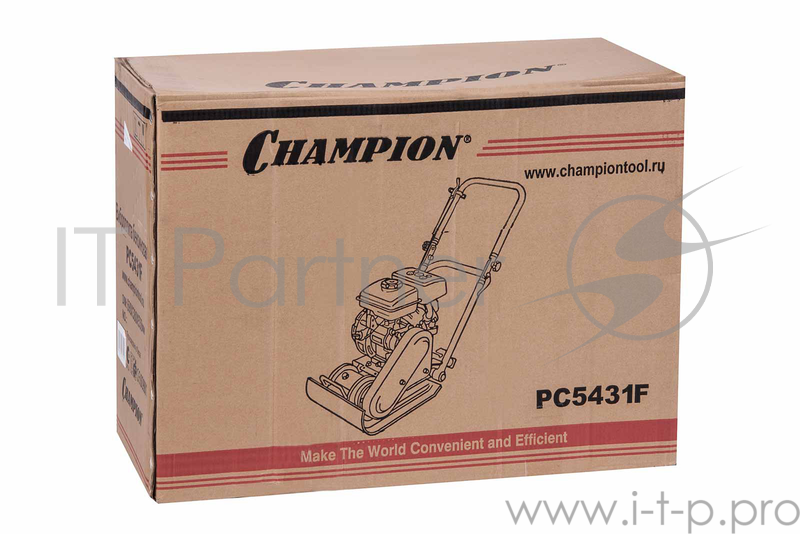 Виброплита CHAMPION PC5431F бензиновая 1.65кВт 8.2кН 20см 350м2/ч 43х3см 54кг