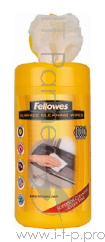 Чистящие средства Fellowes Туба с влажными чистящими салфетками для поверхностей FS-99715, 100 шт