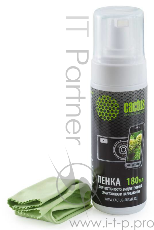 Чистящие средства CACTUS CS-S3006 Чистящий набор (салфетки + пена) Cactus для экранов и оптики 1шт 18x18 см 180мл